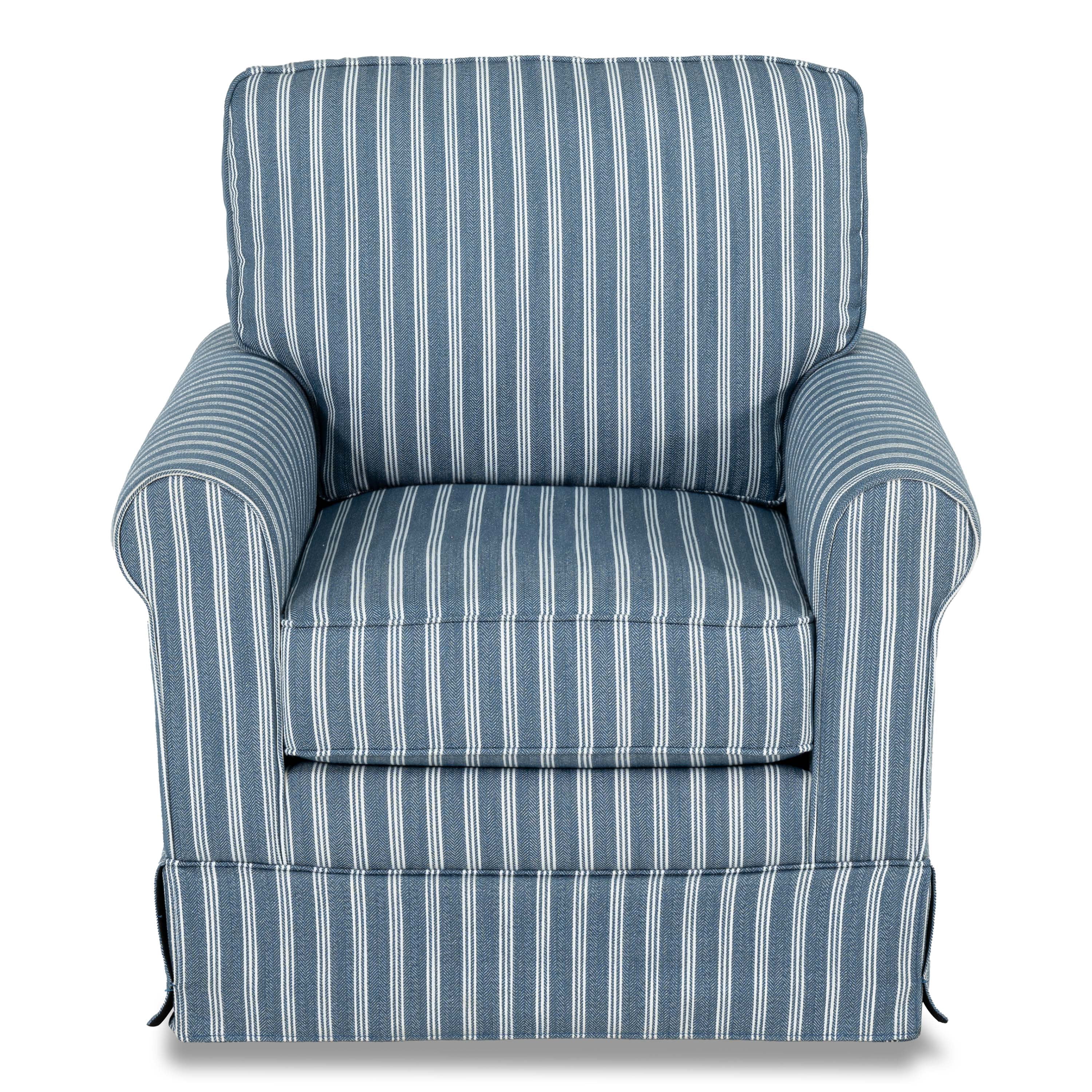 Furniture of America Cherra Modern Fabric Upholstered Skirted Swivel Accent Chair, Blue