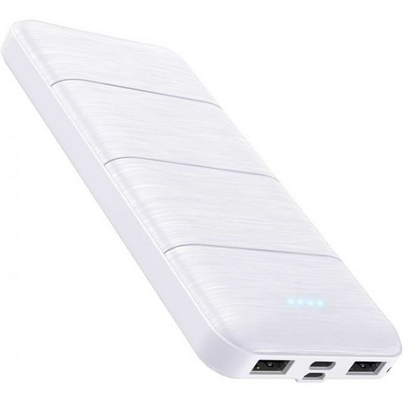 Portable-Charger-Power-Bank - 15000mAh Dual USB Power Bank Output 5V3.1A Fast Charger Portable Charger Compatible with Smartphones and All USB Devices (White)