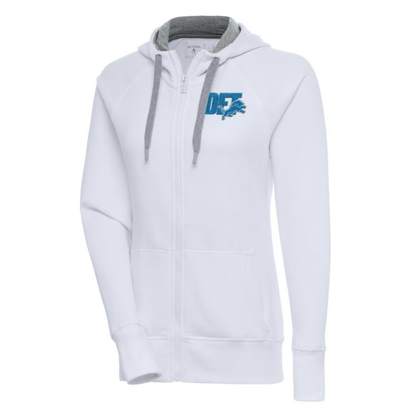 Women's Antigua White Detroit Lions Victory Full-Zip Hoodie