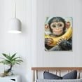 thumbnail image 4 of Sheronv Monkey Banana Smile Fine Art Aesthetic Poster & Print Wall Painting for Living Room Bedroom Home Office Wall Decor - Ready to Hang Canvas Pictures 16x20 in, 4 of 5