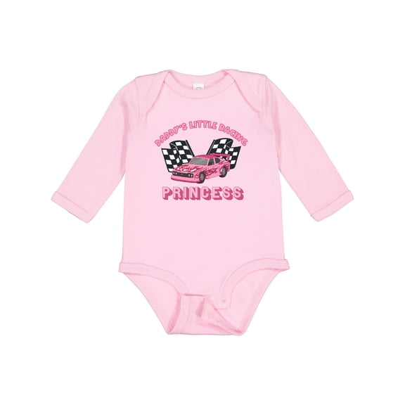 Inktastic Daddy's Racing Princess Pink Race Car Boys or Girls Long Sleeve Baby Bodysuit
