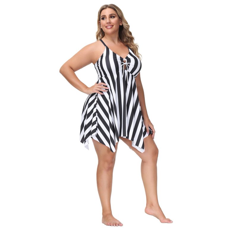 Hanna Nikole Women's Plus Size Swimdress One Piece Tummy Control