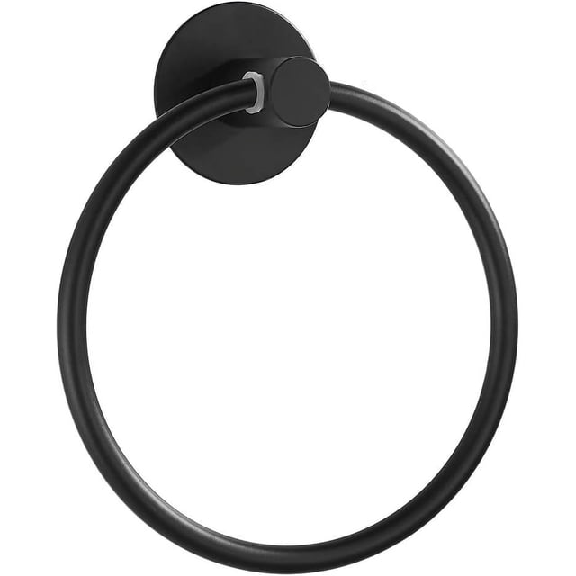 Anneau Porte-Serviettes en Acier Inoxydable à Rotation 180°, Support de Serviette à Ventouse avec Finition Noire Mate pour Installations Sans Effort