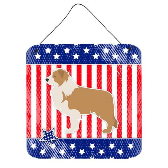 USA Patriotic Red Border Collie Wall or Door Hanging Prints