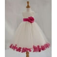 thumbnail image 3 of Ekidsbridal Satin Ivory Fuchsia Tulle Rose Petal Flower Girl Dress Christmas Party Bridesmaid Holiday Wedding Pageant Birthday 302T M, 3 of 3