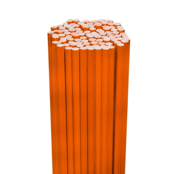 100PK 48" 1/4" Diameter Hi Visibility Safety Orange Driveway Markers- Rods Stakes Guides