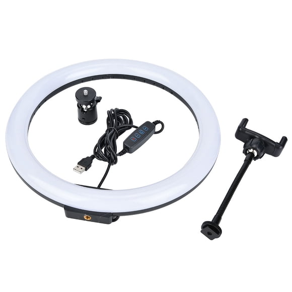 Anillo de luz regulable TPD668 de 12 W y 12 pulgadas, 160 LED, 3200 K-5600 K, para maquillaje, con clip para teléfono y cabezal esférico.
