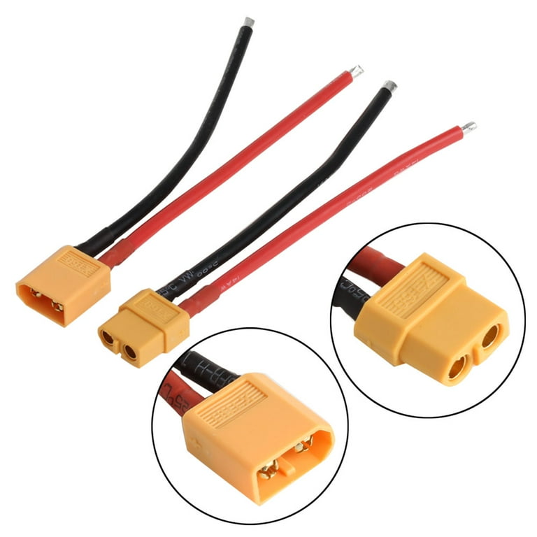 LinsyRC 4pcs XT60 Male To Tamiya Female Plug Connector Adapter With 10CM 14AWG Silicone Wire For RC Lipo Battery (XT60 Female To Tamiya Male