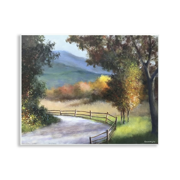Stupell Industries Autumn Shade & Path Landscape & Nature Painting Unframed Art Print Wall Art, 14 x 11