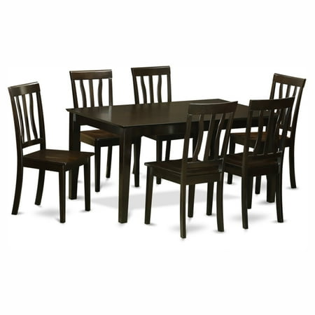Patio Furniture Buy Online East West Furniture Capris 7 Piece Rectangular Dining Table Set with Antique Wooden Seat Chairs ()