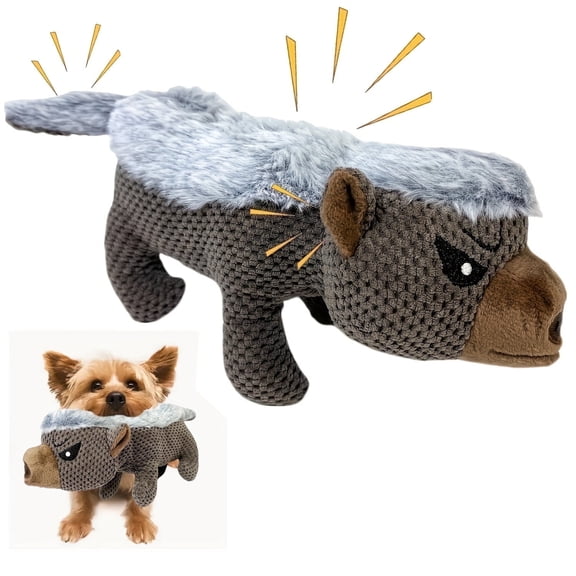 【For Aggressive Chewers】Squeaky Badger Dog Toy - Tough Durable Plush with Loud Animal Sound, Long-Lasting Chew Toys for Medium Dogs, Puppy Teething & Enrichment