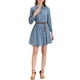 thumbnail image 1 of Vestido de camisa de mezclilla de manga larga para mujer, por encima de la rodilla, con cinturón, XS, gris claro azul, 1 of 7