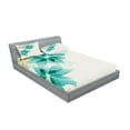 thumbnail image 2 of Ambesonne Teal Fitted Sheet & Pillow Sham Set, Vintage Floral Elements, Calking, Turquoise Beige, 2 of 2