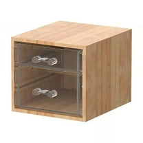 Bamboo Makeup & Jewelry Organizer with 2 Clear Acrylic Drawers, Nonslip Cosmetic Storage Box, Durable Organizer for Cosmetics, Skincare, & Jewelry