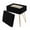 Black-Teddy fleece, variant on Vanity Stool Chair with Storage,Faux Fur Ottoman with Metal Legs and Anti-Slip Feet for Makeup Bedroom Living Room,15.7"L x 11.8"W x 19.4"H