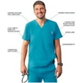 thumbnail image 3 of Adar Addition Scrubs for Men - Modern Multi Pocket V-Neck Scrub Top - A6010 - Teal Blue - S, 3 of 8