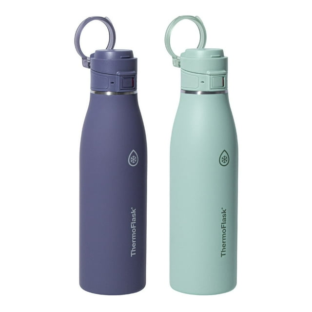 Thermoflask 740 mL (25 oz) Stainless Steel Bottle, 2-pack green