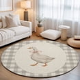 thumbnail image 2 of Goose Ribbon Tie 4FT Round Area Rugs Gray Plaid Modern Funny Animal Rustic Soft Small Round Rug Non-Slip, Ultra-Thin Circle Carpet for Bedroom Entryway Kitchen Bathroom, 2 of 9