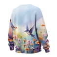 thumbnail image 5 of HELLHERO Hummingbird Daisy Print Women Sweatshirt Fall Long Sleeve Pullover Tops Fashion Oversized Crewneck Sweater Size S, 5 of 7