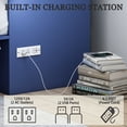 thumbnail image 3 of Full Size 2-in-1 Murphy Cabinet Bed, Foldable Platform Bed Frame with Large Storage Drawer and Built-in Power Strip, Multi-Functional Murphy Bed, Blue, 3 of 8