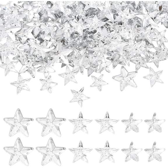 1 Box 300Pcs Clear Star Sequins Sew on Rhinestones with 2 Holes Acrylic Star Embellishments Faceted Flat Back Sew On Gems