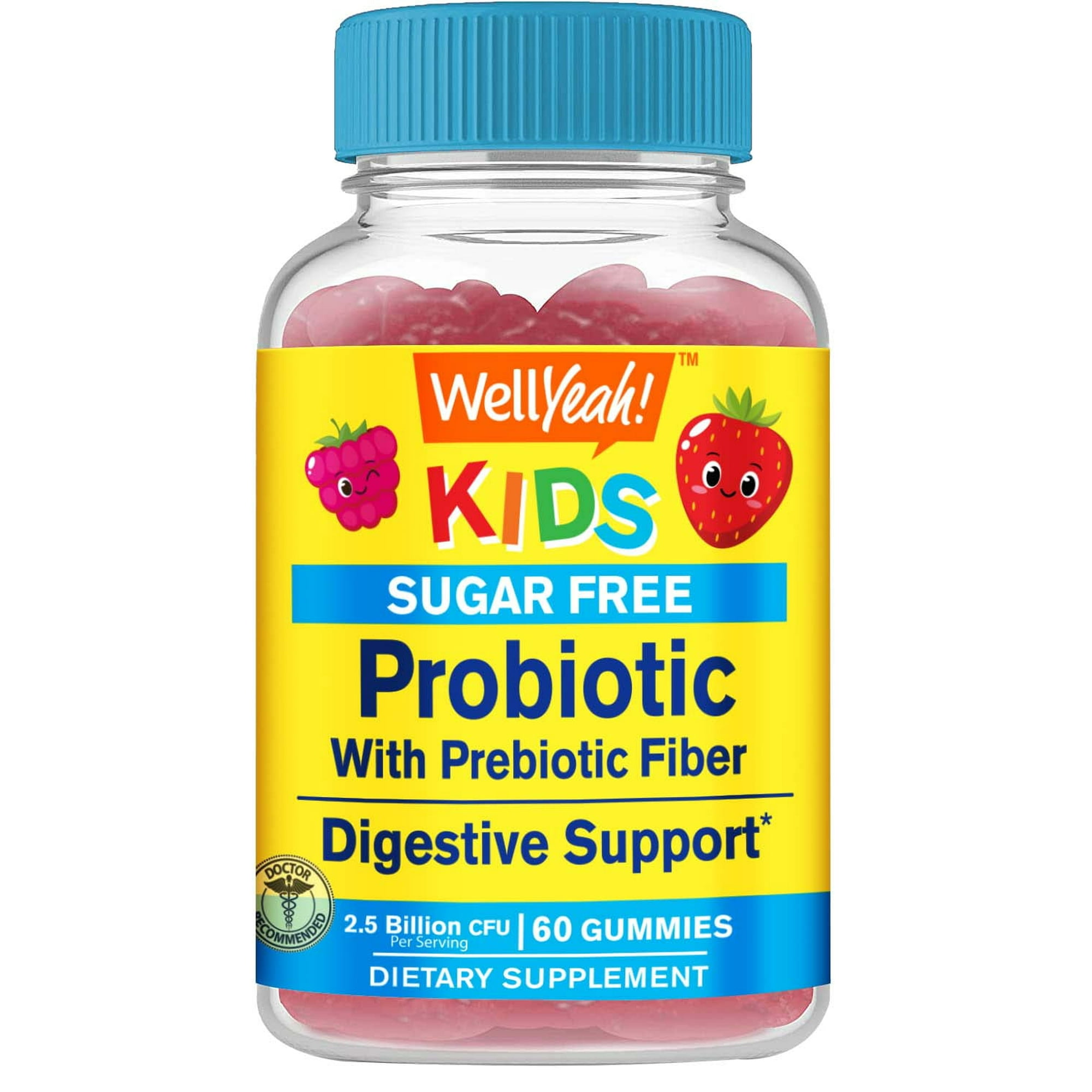 Kids Probiotic Gummies with Prebiotic Fiber Sugar Free - Probiotics Kids for Digestive Health