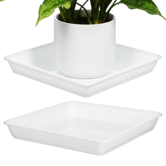 Beaupretty 2Set Plant Water Tray Plastic White Outdoor Use Water Containment