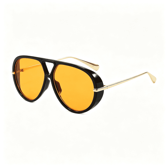 HBMYN Oversized Aviator Sunglasses Women Men Fashion Retro Big Frame Sun Glasses Designer Ladies Shades Vibrant Orange Glasses
