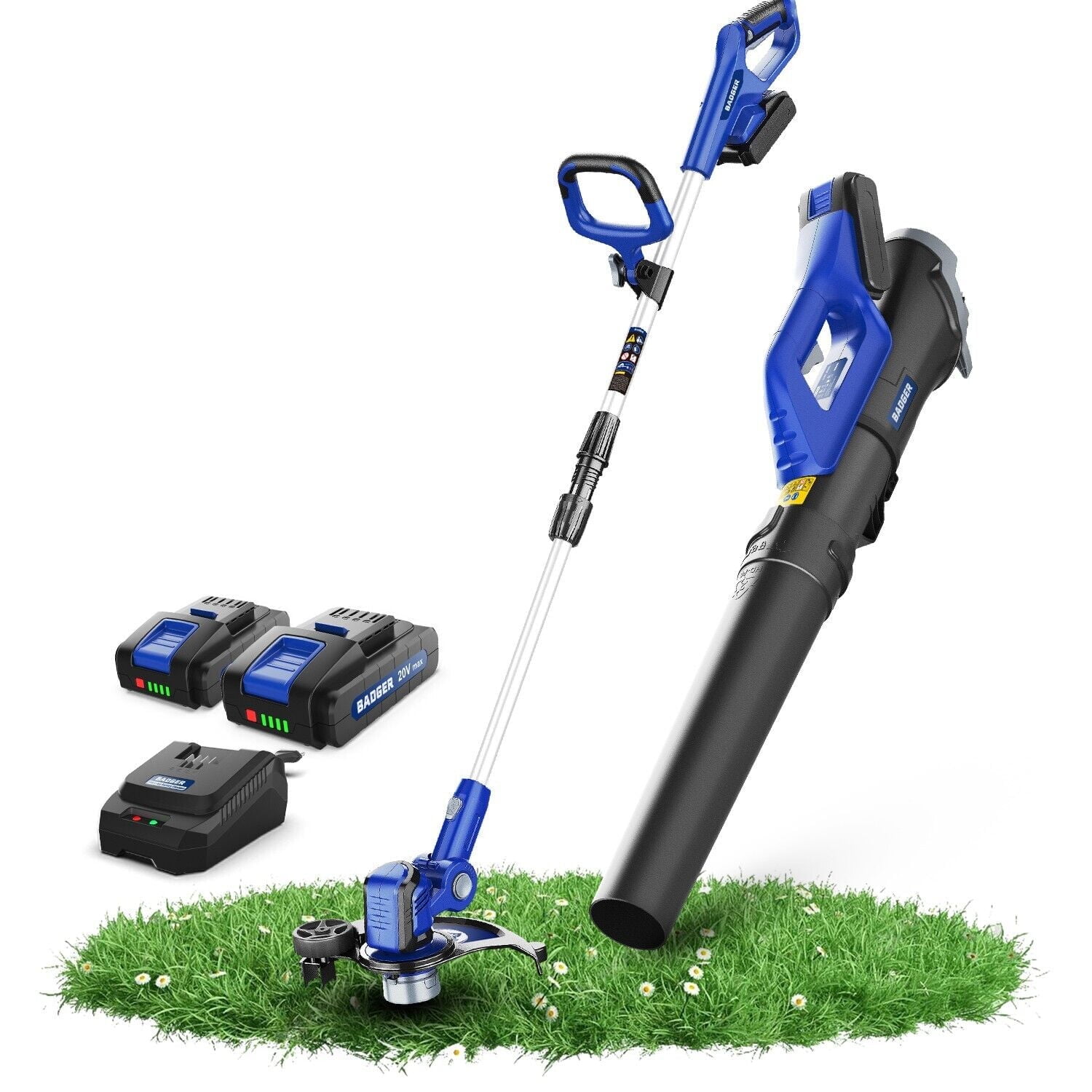 PowerSmart PS76115A 2B 18V Lithium Ion Cordless String Trimmer and Blower Combo Kit Include Two Battery and One Charger Walmart