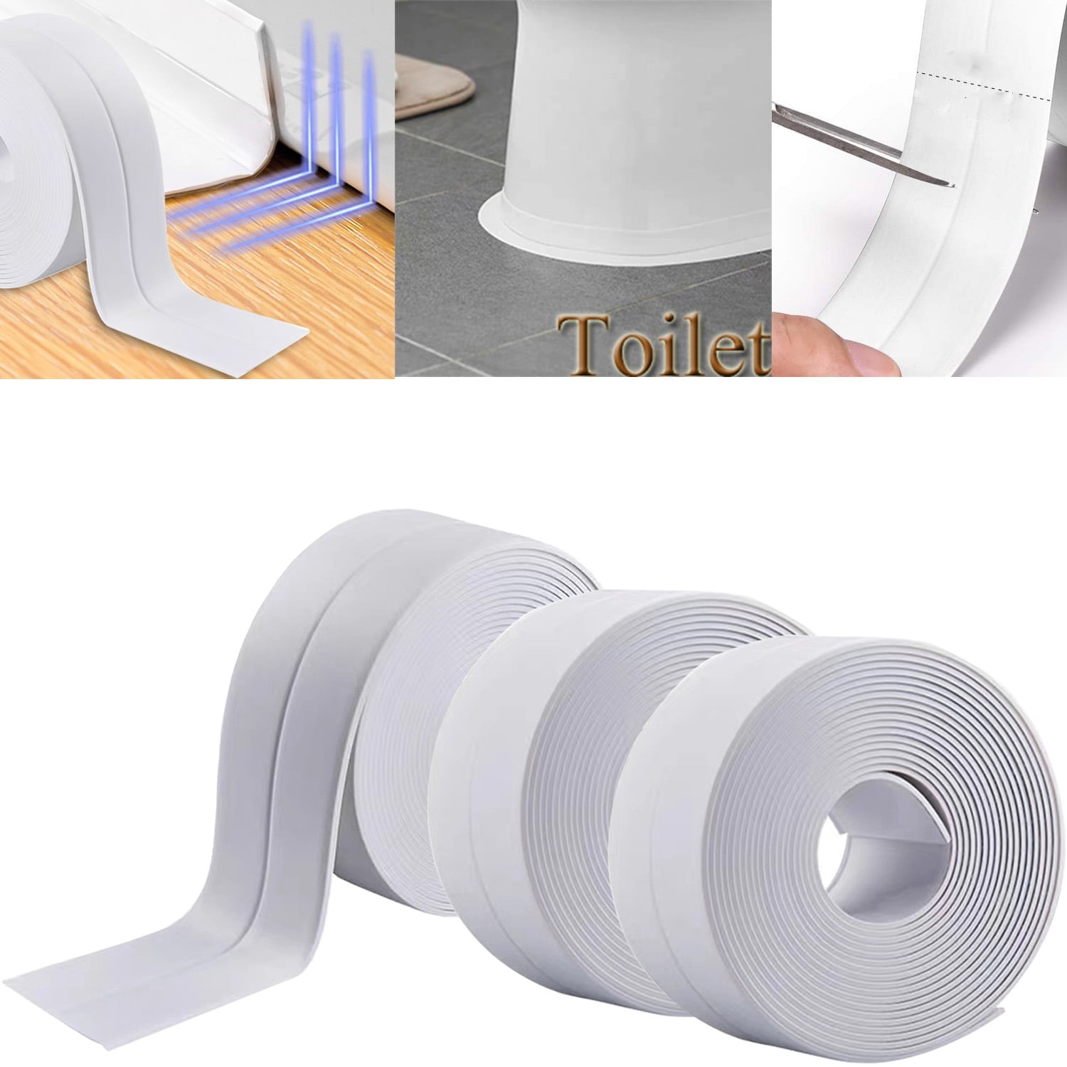 3 Pack Tape Caulk Strip, PVC Self Adhesive Caulking Sealing Tape for