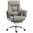 thumbnail image 1 of HOMCOM Chaise de Bureau Inclinable, Chaise de Direction Surdimensionnée avec Dossier Haut, Cuir PU, Repose-Pieds, Roues Pivotantes, Gris, 1 of 7
