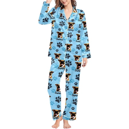 IWRICH Personalized Matching Pajamas Set for Couples Women Men Custom Funny Photo Face Pjs Gifts for Birthday Valentine s Day Sky Blue L