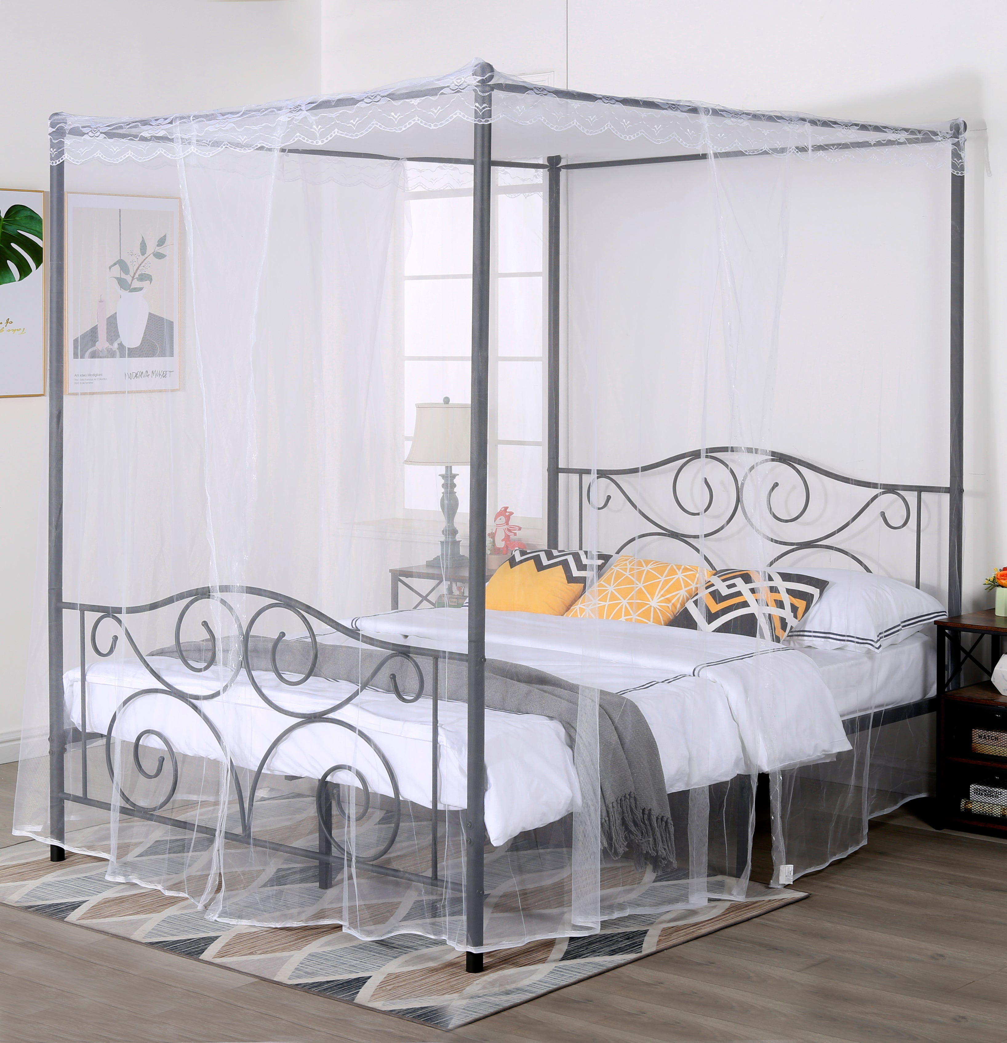Extra Sociaal chatten VECELO Metal Canopy Bed Frame, Mattress Foundation with Headboard & Four Post Mosquito Netting Bracket, Queen, Black - Walmart.com Extra Sociaal chatten VECELO Metal Canopy Bed Frame, Mattress Foundation with Headboard & Four Post Mosquito Netting Bracket, Queen, Black - Walmart.com