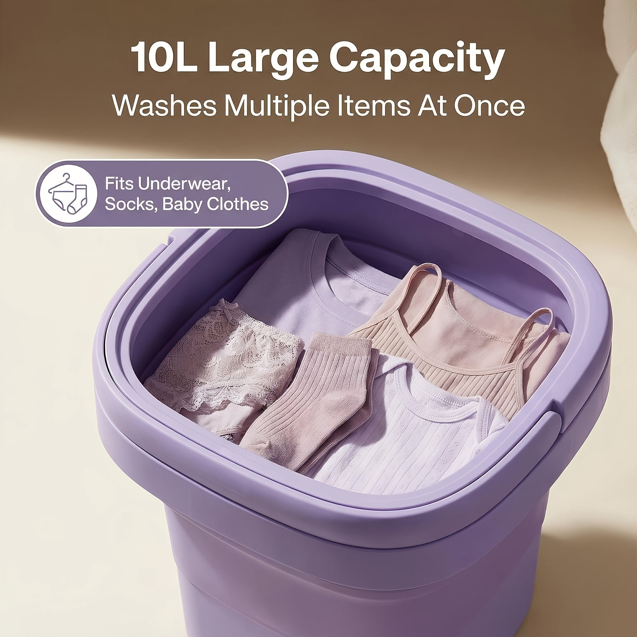 Portable Mini Washing Machine, High Capacity, 3 Deep Cleaning Modes, Suitable for Underwear, Apartments, Travel, RVs, Camping, Laundry Solution, Space-Saving Design, Multimode Washer