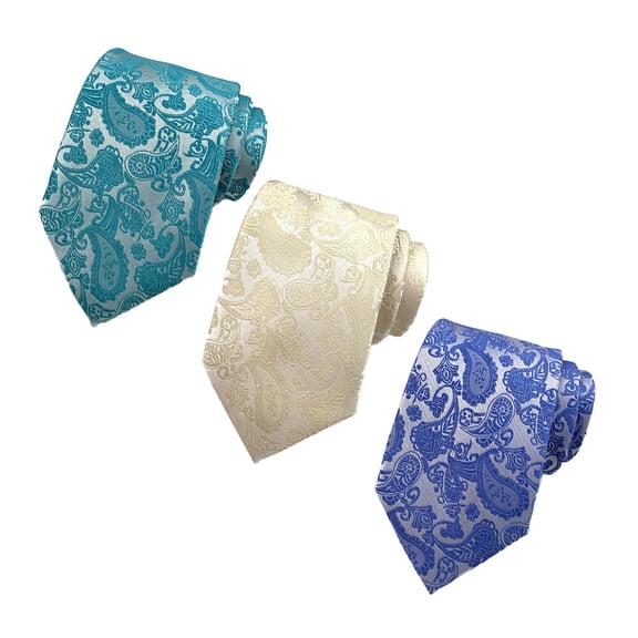 Formal Pattern Ties for Men, 3-Pack - Jacquard Woven Construction with Classic Stripes and Checks, Ideal for Professional and Wedding Events