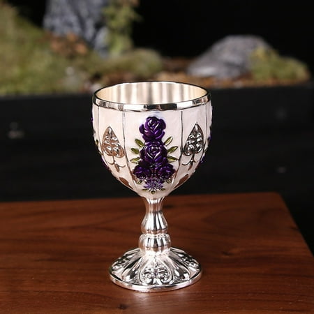 

Wine Cup Chalice Aluminum Alloy Fake Antique Retro Carved Goblet Vintage Decor