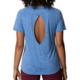 thumbnail image 2 of Activewear for Women Round Neck Athletic T-Shirt with Back Cutout Short Sleeves Summer Top with Cooling Fabric Blue M, 2 of 5