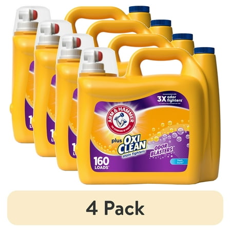 (4 pack) Arm & Hammer Plus OxiClean Odor Blasters Fresh Burst, 160 Loads Liquid Laundry Detergent, 208 fl oz