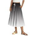 thumbnail image 3 of WRKEKC Long Skirts for Women Summer, Casual Skirts for Women, Women's Trendy Casual Ladies Comfy Gradient Printed A-Line Elastic Waist Pleated Long Skirts with Drawstring, 3 of 8