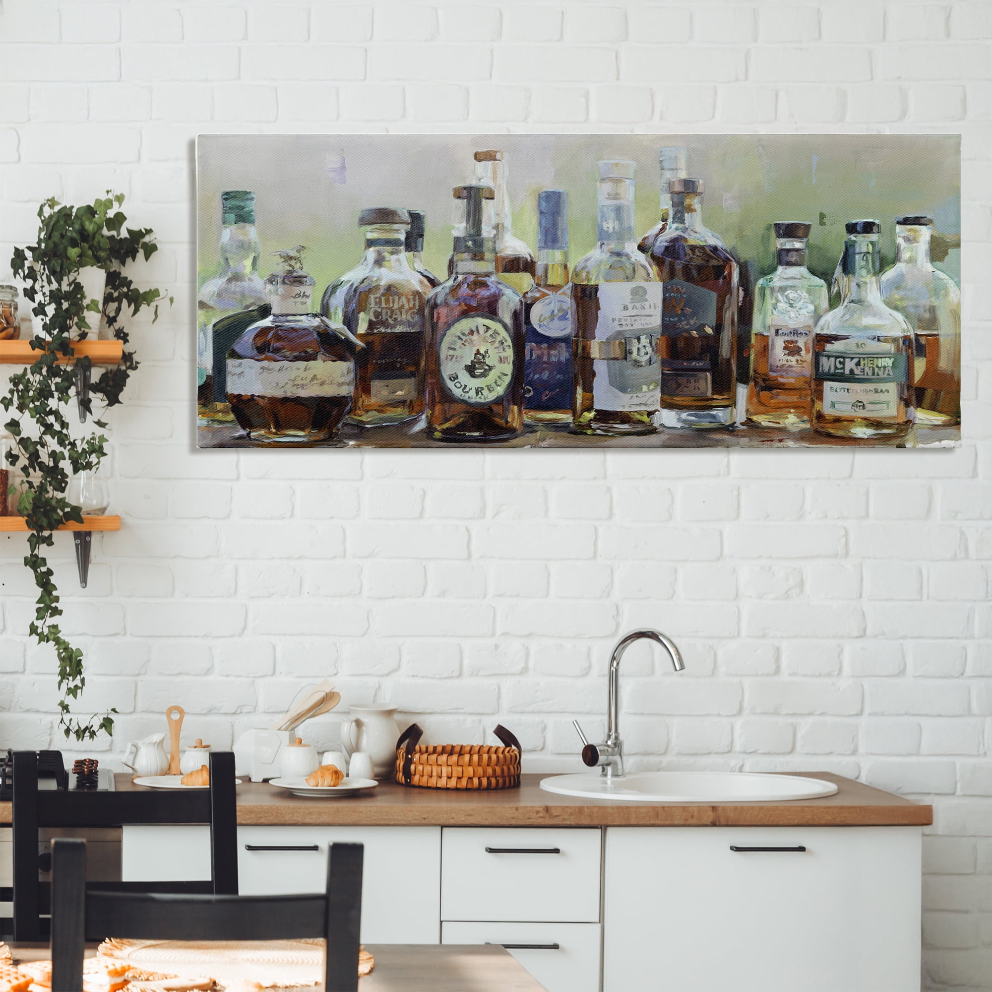 Stupell Industries Vintage Whiskey Bottles Display Canvas Wall Art, design by Marilyn Hageman