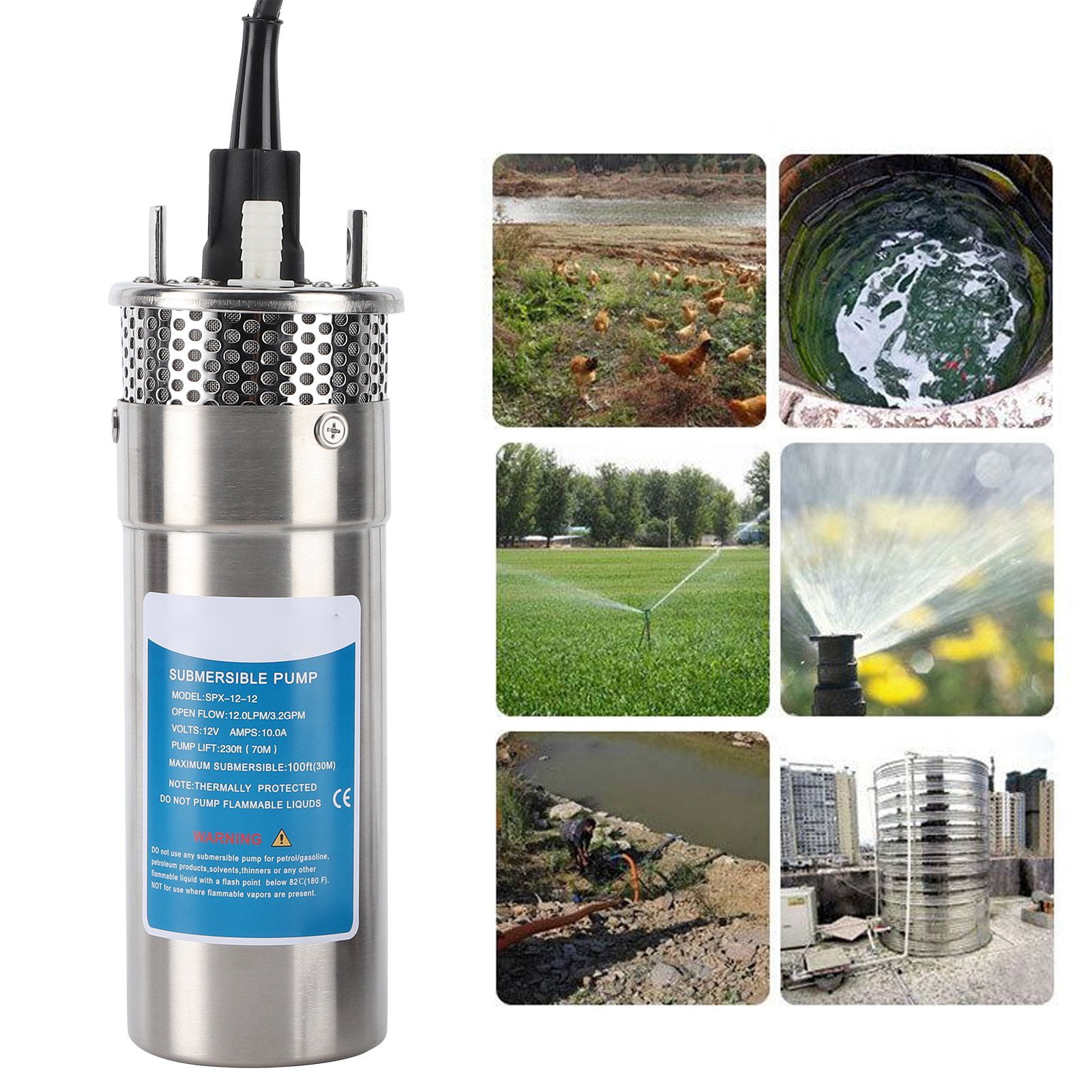 New Farm & Ranch Solar Powered Submersible DC Water Well Pump 24V 230FT Lift 