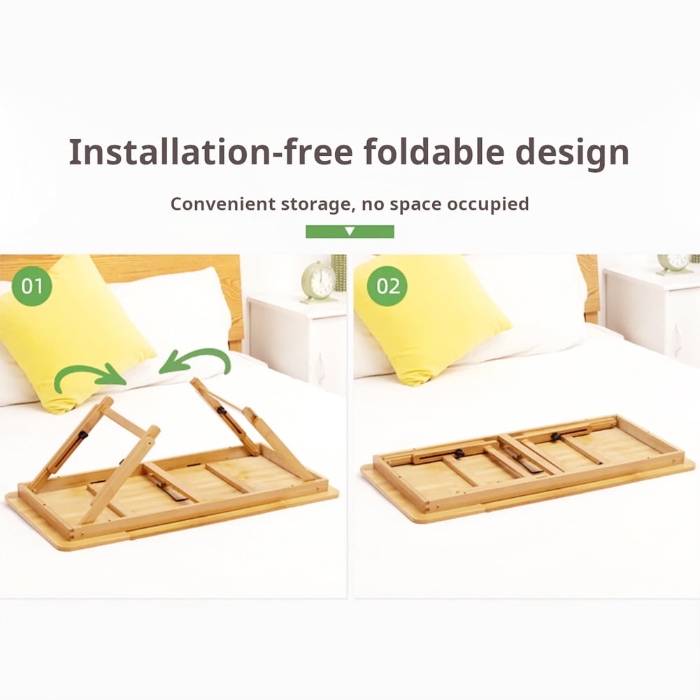 Portable Foldable Laptop Desk for Bed, Adjustable Bamboo Laptop Desk Table for Bed or Sofa, Multi-Functional Floor Desk for Working, Reading, Writing