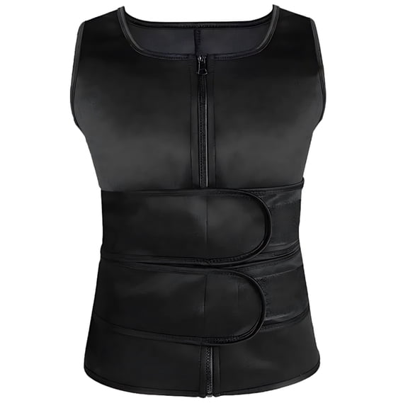 Men's Sauna Vest, Waist Trainer Body Shaper with Zipper, Large Size, Sweat Vest for Weight Loss, Blue Inner Layer, Posture Correction