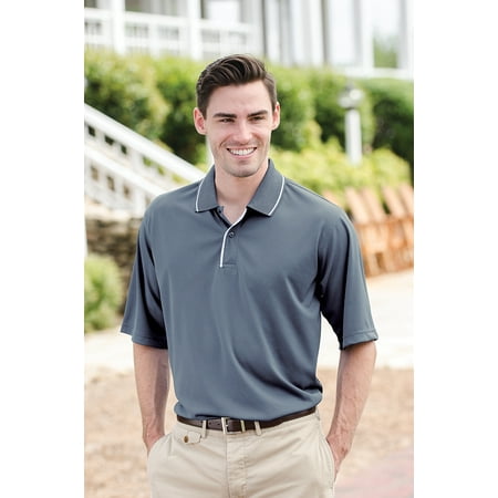UNISEX PERFORMANCE POLO WITH STRIPE DETAIL- 100% Polyester, performance ...