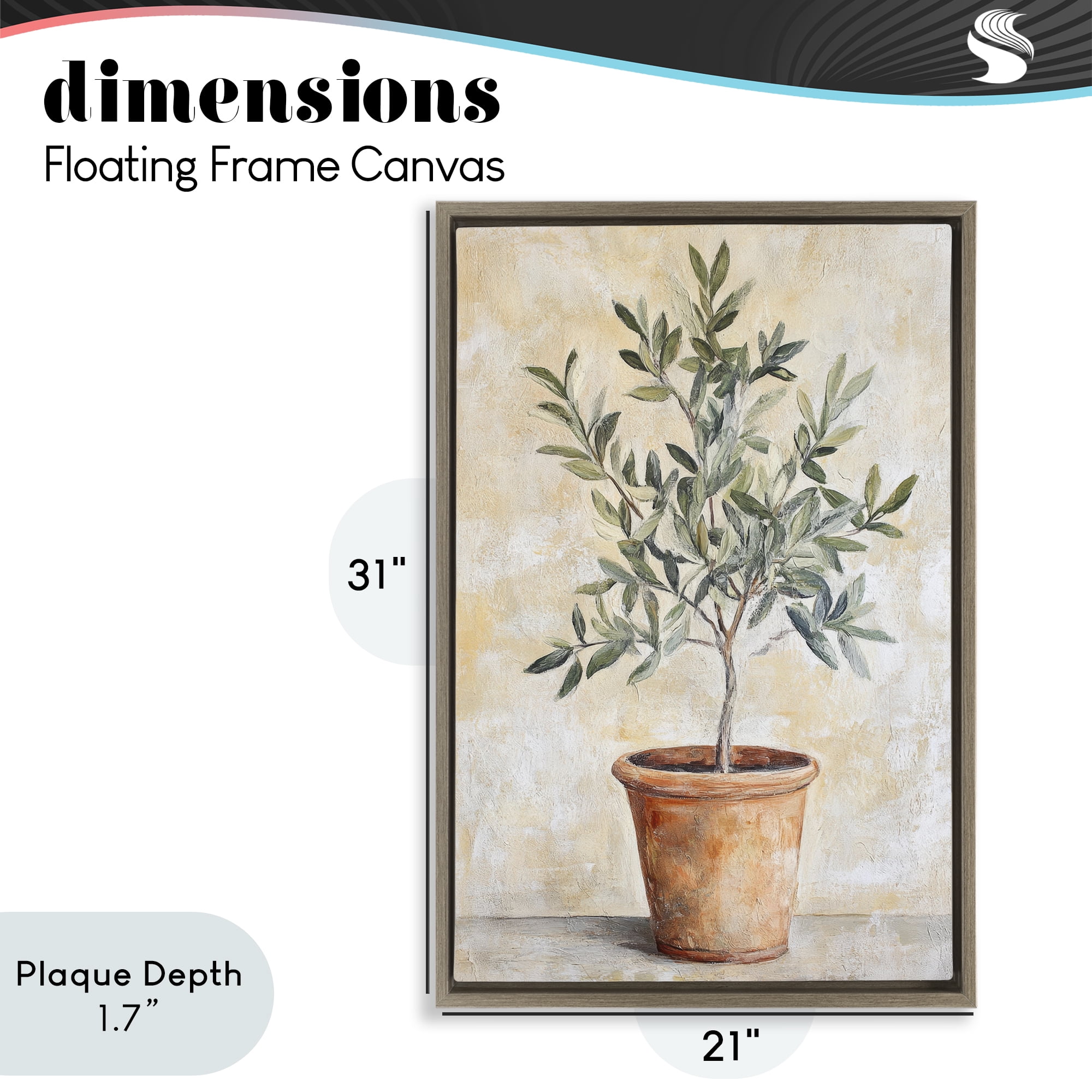 Stupell Industries House Plant in Terracotta Brown Framed Floater Canvas Wall Art, design by Petal Prints Design