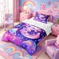 thumbnail image 2 of Meiyoeat Cosmic Kawaii Axolotl Twin Comforter Sets 2pcs, Whimsical Galaxy Planet Pattern Bedding Set, Purple Pink, 2 of 6