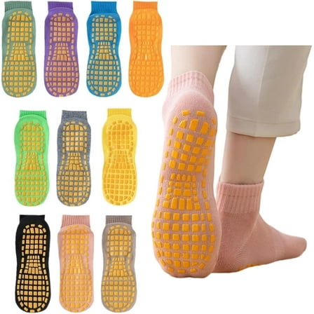 10 Pairs Non Slip Grippy Socks for Women Pilates & Men Soccer Yoga Socks with Ankle Grips, Medium-Large