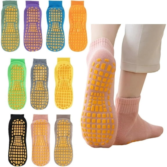 10 Pairs Non Slip Grippy Socks for Women Pilates & Men Soccer Yoga Socks with Ankle Grips, Medium-Large