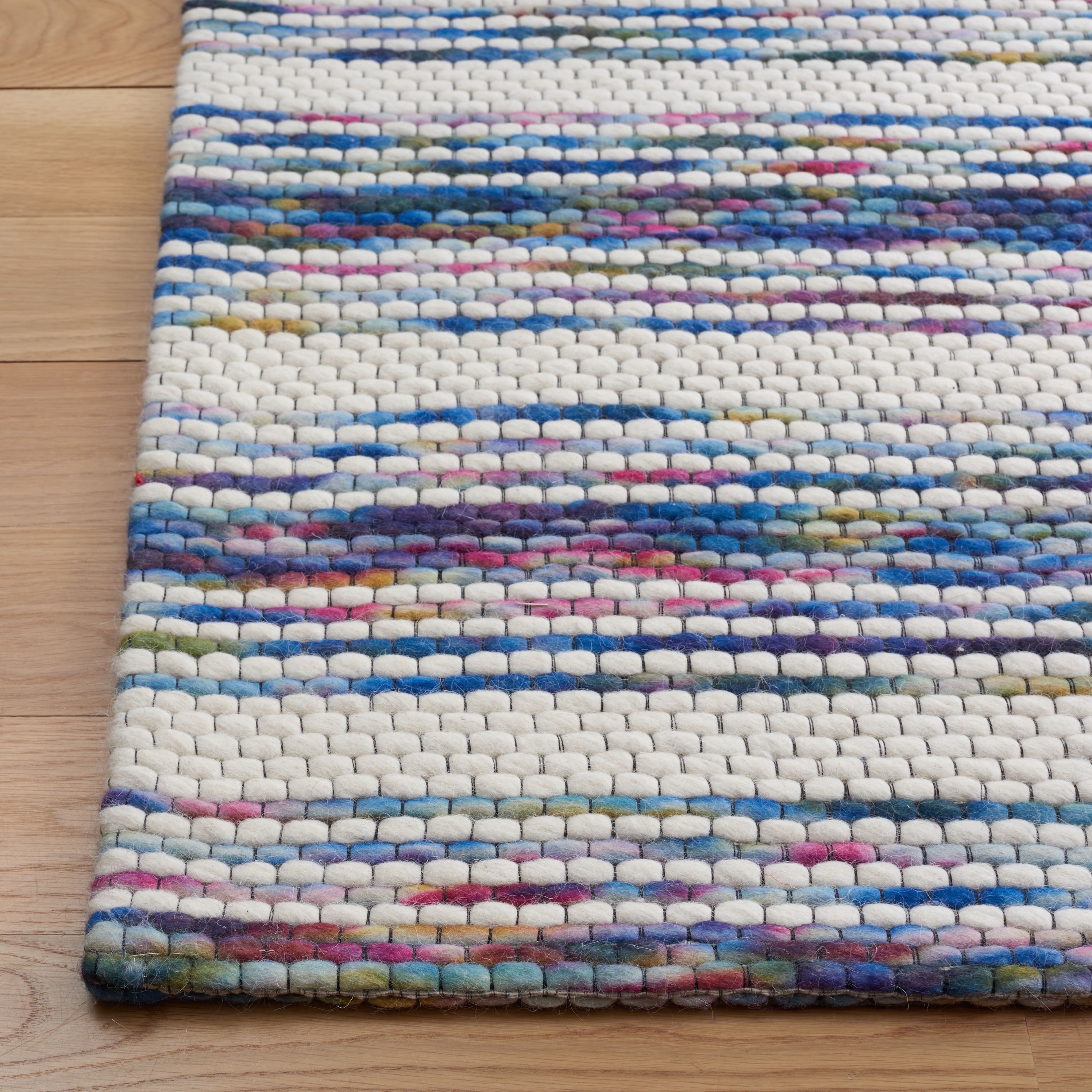 SAFAVIEH Marbella Roland Striped Area Rug, Ivory/Blue, 3' x 5'