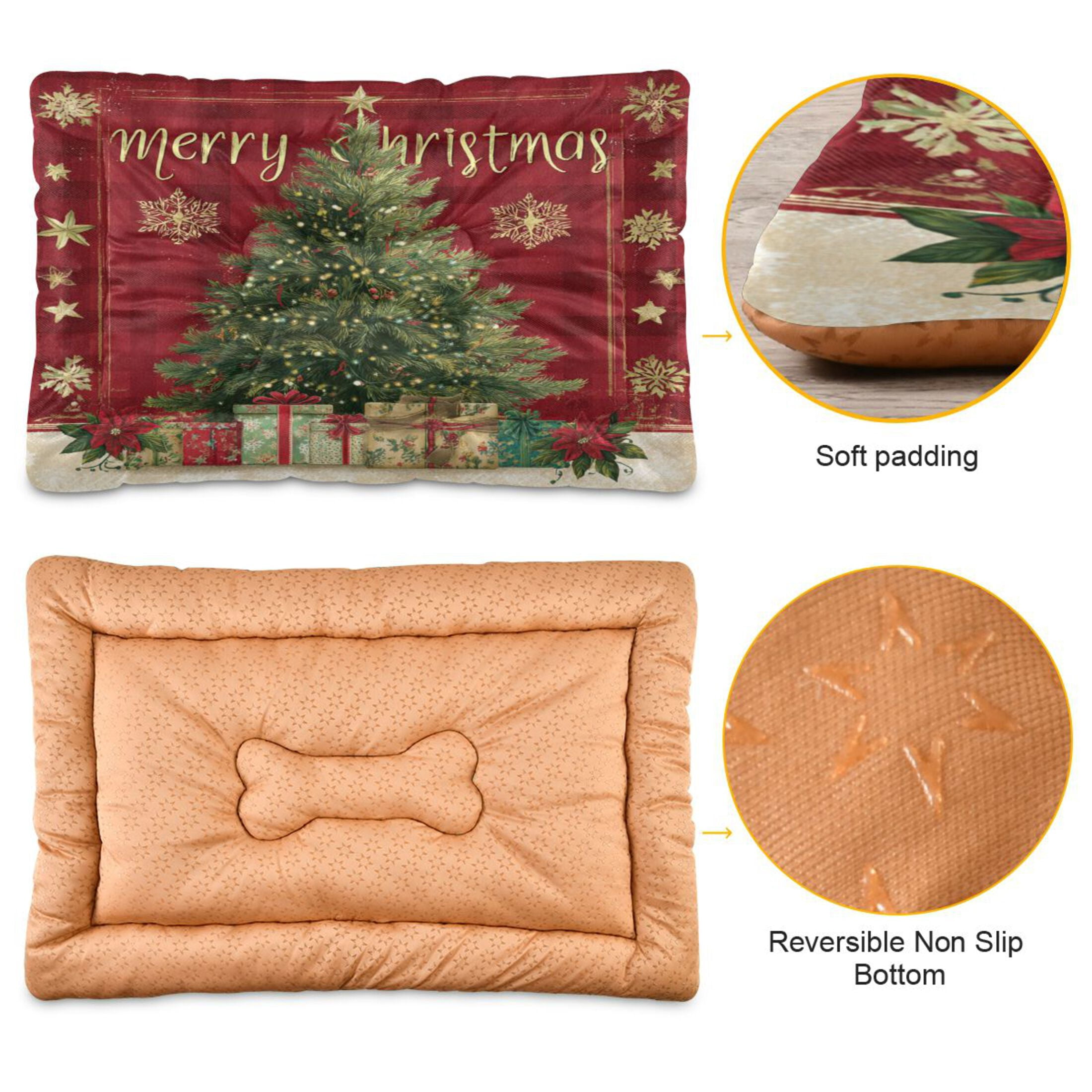 Qxltty Christmas Tree Ped Pad Wear-resistant and Hard to Bite Through Sleeping Pad for Small Medium Large Dogs Winter Pet Bed 36×24in